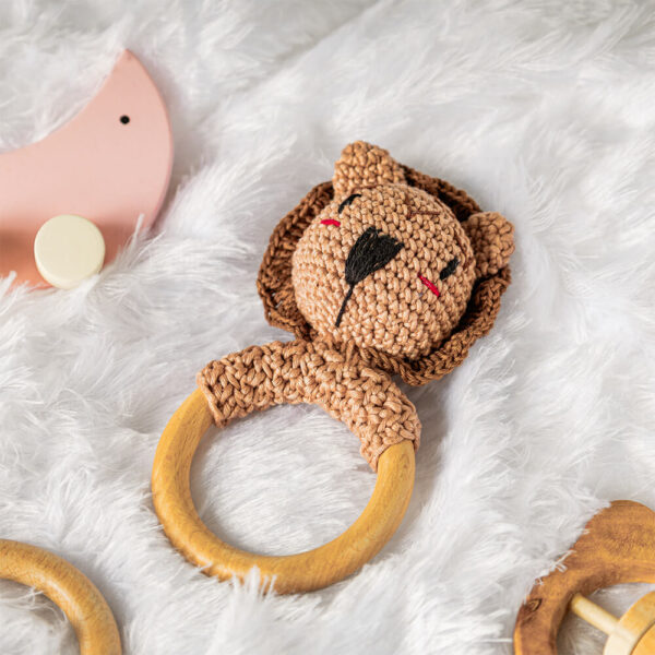 brown crochet rattle - Jim n Jam
