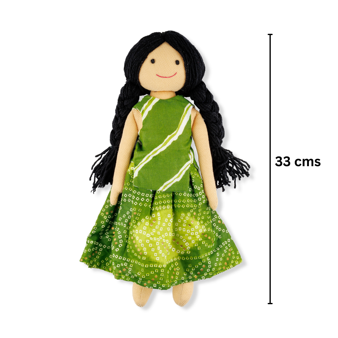Tara Handmade Cloth Doll - Green - Image 4