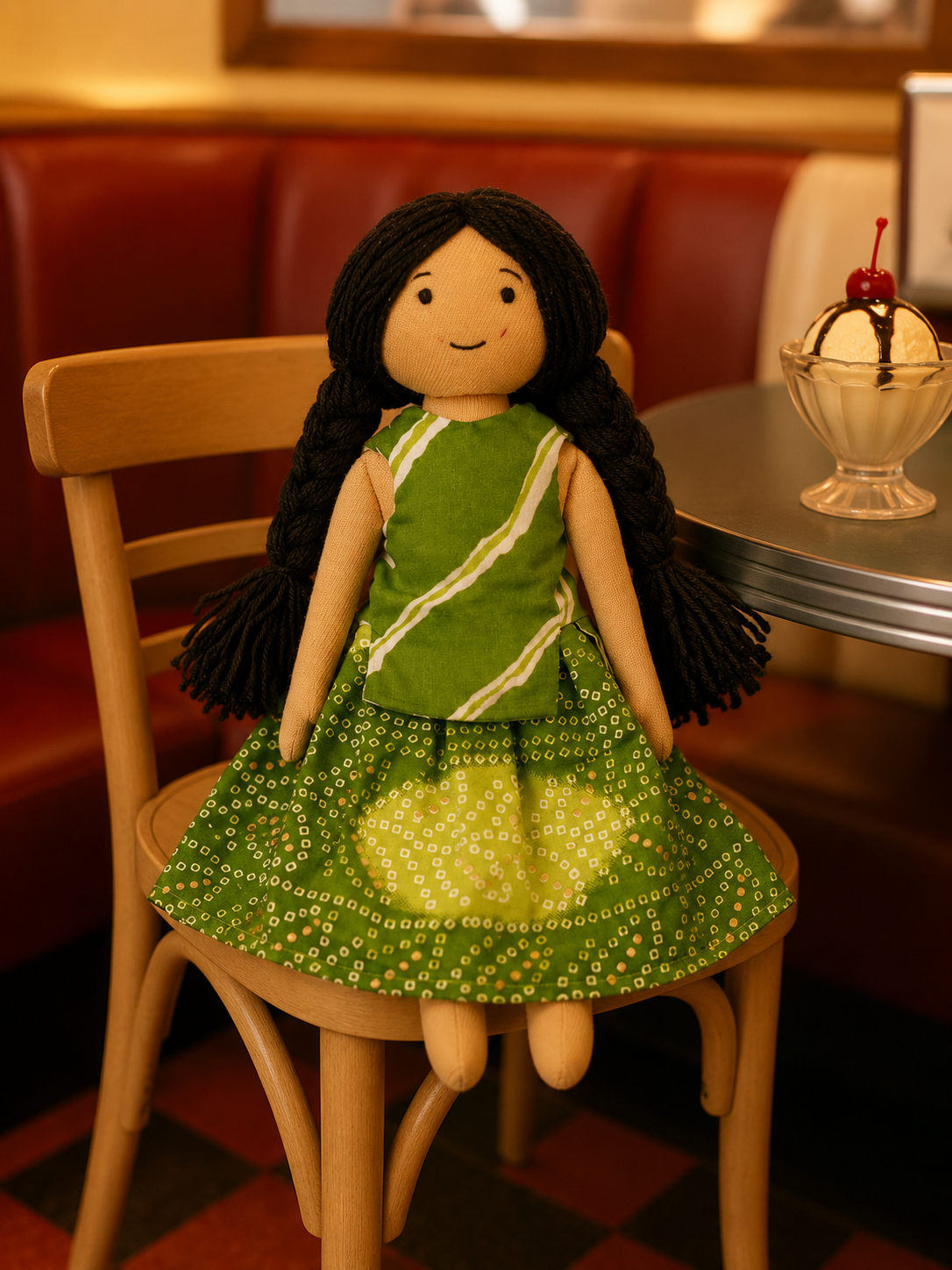 Tara Handmade Cloth Doll - Green - Image 3