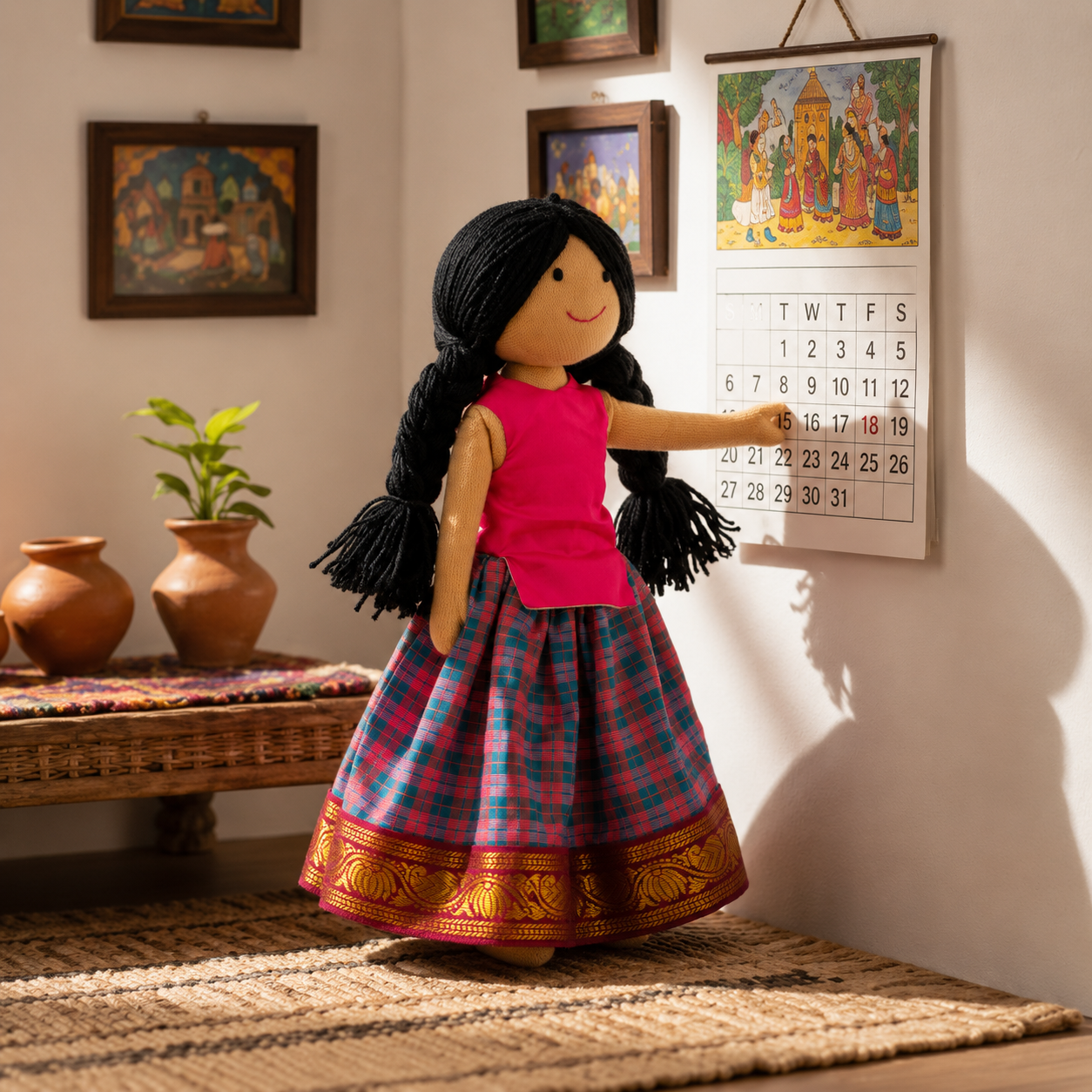 Tara Handmade Cloth Doll - Pink - Image 3